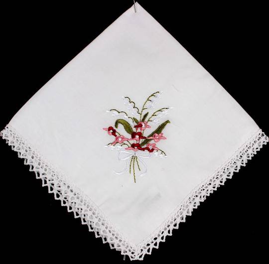 Embroidered lace handkerchiefs 'Floral Pink' Style: EHC/FLO/PIN